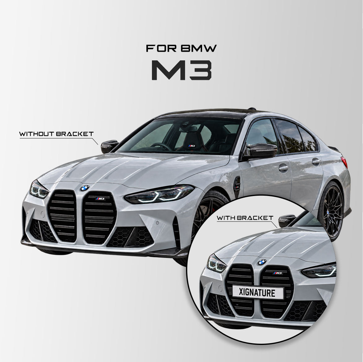 BMW M3 Front Licence Plate Bracket (Compatible with Non-Radar OEM Grill)